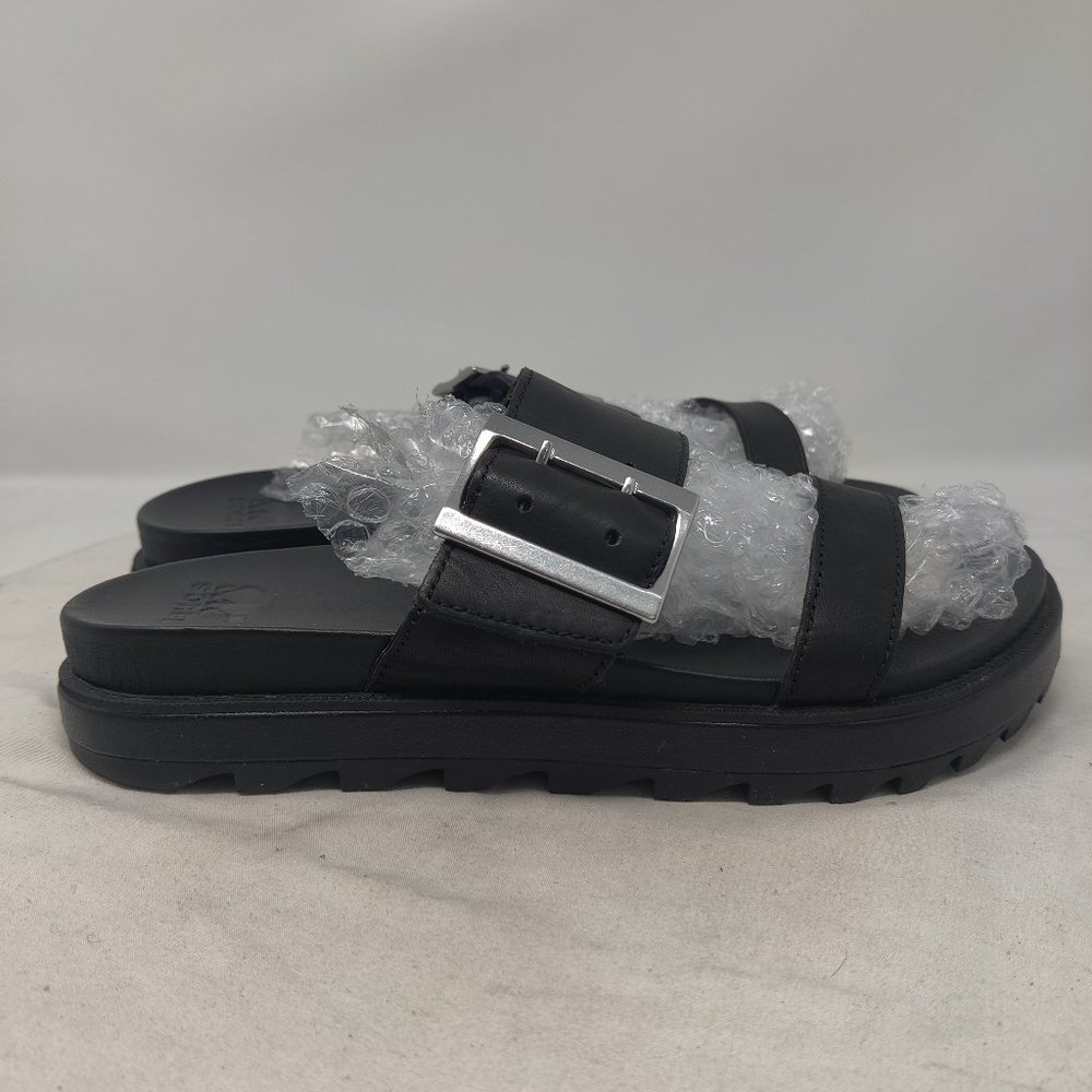 Sorel Roaming- Womens- Size 8- Black- Leather- [NL3597-010]- Slide Sandals